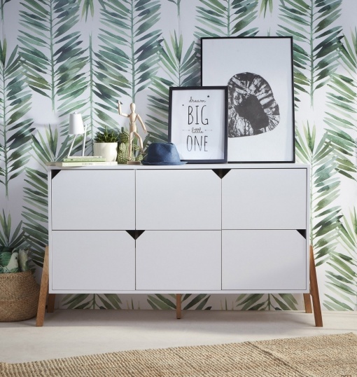 COMODA ALBA CU 6 SERTARE PENTRU CAMERA BEBELUSI LOTTA DESIGN SCANDINAV BA