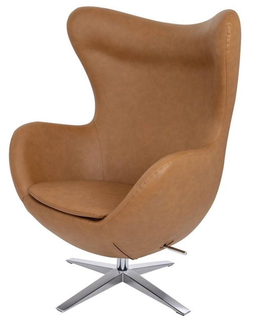 FOTOLIU CONFORTABIL EGG SZEROKI, MARO DESCHIS/CROM, DIN PIELE ECOLOGICA SI METAL, STIL MODERN B2