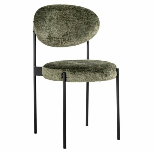 SCAUN DINING KAYLEE, VERDE/NEGRU, TAPITERIE DIN TESATURA CHENILLE SI PICIOARE DIN METAL, STIL MODERN B2
