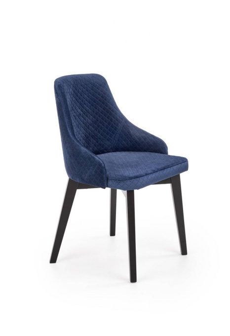 SCAUN DINING TOLEDO 3, ALBASTRU MONOLITH 77/NEGRU, CU TAPITERIE DIN CATIFEA SI PICIOARE DIN LEMN MASIV, STIL CLASIC