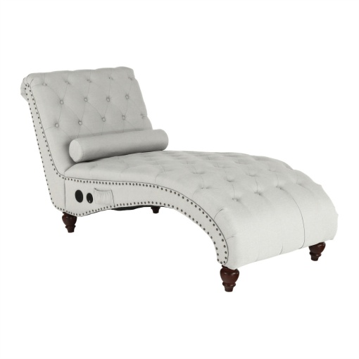 SCAUN RELAXANT GREGOR, CU BLUETOOTH, GRI DESCHIS SI NUC INCHIS, DIN TESATURA SI LEMN, STIL CLASIC, TK