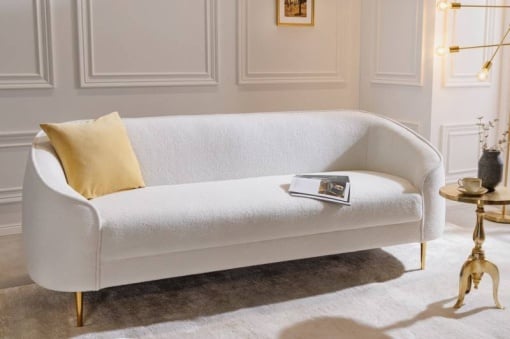 SOFA/DIVAN, DIVA 205CM, TEXTIL PLUS, ALB/AURIU, COD 42817, DESIGN EXCLUSIVIST