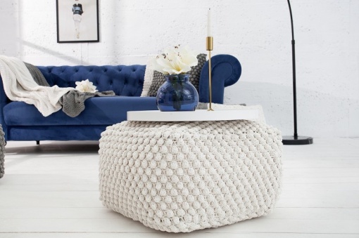 TABURET ALB DIN BUMBAC TRICOTAT MANUAL COSY 37757