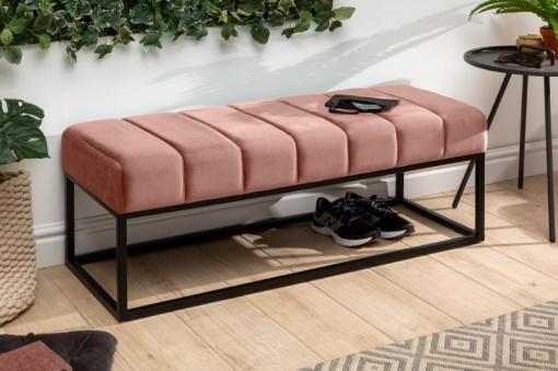 BANCUTA PETIT BEAUTE 110 CM 40315, CU TAPITERIE DIN CATIFEA ROZ ANTIC, STIL MODERN