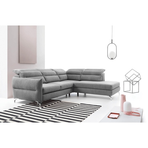 CANAPEA GREG, MODEL DREAPTA, GRI, DIN TEXTIL/STOFA, EXTENSIBIL, SPATIU DEPOZITARE, STIL MODERN, TK