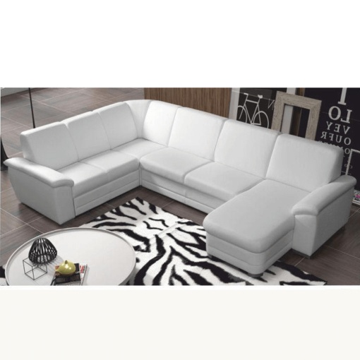 COLTAR BITER U, TIP U, MODEL DREAPTA, ALB, DIN PIELE ECOLOGICA, EXTENSIBIL, SPATIU DEPOZITARE, STIL MODERN, TK
