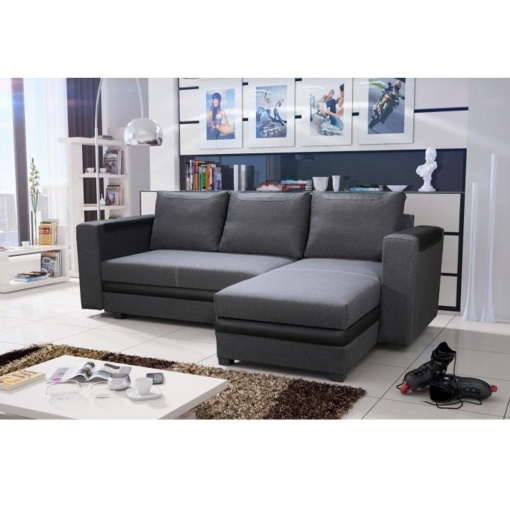 COLTAR BONA NEW, GRI INCHIS/NEGRU, TEXTIL SI PIELE ECOLOGICA, PE COLT, SPATIU DEPOZITARE, STIL MODERN, TK