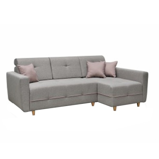 COLTAR HAKAN, GRI/ROZ PUDRA, DREAPTA, DIN TEXTIL MALMO NEW SI LEMN, EXTENSIBIL, SPATIU DEPOZITARE, STIL MODERN, TK