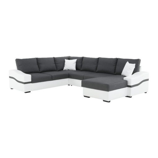 COLTAR IN FORMA DE U OREGON COLT MARE, ALB SI GRI, DIN TEXTIL SI PIELE ECOLOGICA, DREAPTA, STIL MODERN, TK