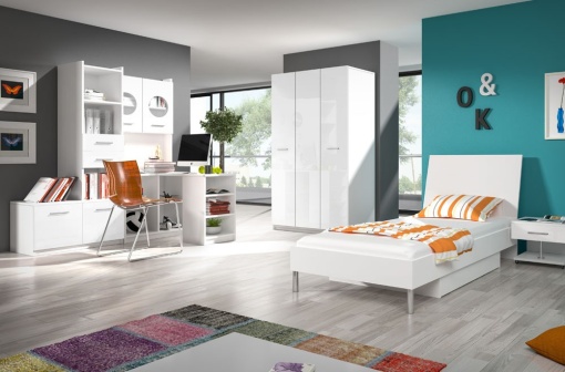 DULAP PENTRU CAMERA COPII RAJ1 KM ALB DESIGN MODERN 3D