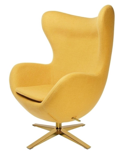 FOTOLIU CONFORTABIL EGG SZEROKI, GALBEN MUSTAR 13/AURIU, DIN CASMIR SI METAL, STIL MODERN B2