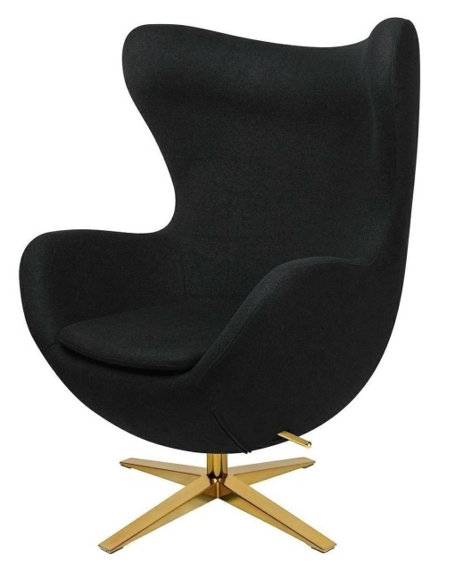 FOTOLIU CONFORTABIL EGG SZEROKI, NEGRU 4/AURIU, DIN CASMIR SI METAL, STIL MODERN B2