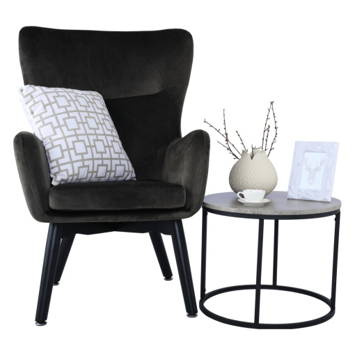 FOTOLIU DE DESIGN TENAL, GRI MARONIU-TAUPE/NEGRU, DIN CATIFEA VELVET SI LEMN, STIL MODERN, TK