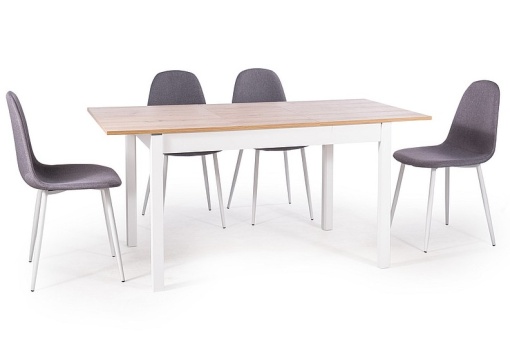 MASA DINING EXTENSIBILA MATTEO, 118(158)X80, STEJAR/ALB MAT, PAL MELAMINAT, STIL MODERN, SIGNAL