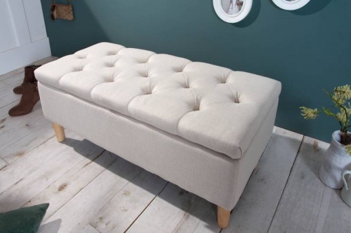 BANCUTA, CASTLE 100CM, COD 40408, DIN LEMN SI TEXTIL, STIL RUSTIC