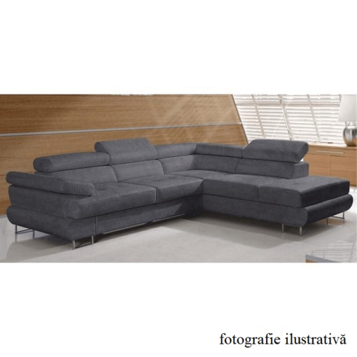 COLTAR BUTON R, MODEL DREAPTA, GRI, TEXTIL, EXTENSIBIL, SPATIU DEPOZITARE, STIL MODERN, TK