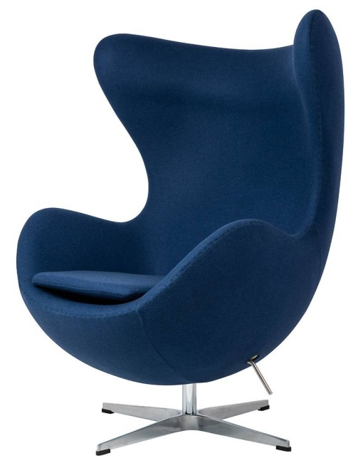 FOTOLIU CONFORTABIL EGG CLASSIC, ALBASTRU INCHIS 26/CROM, DIN CASMIR SI METAL, STIL MODERN B2