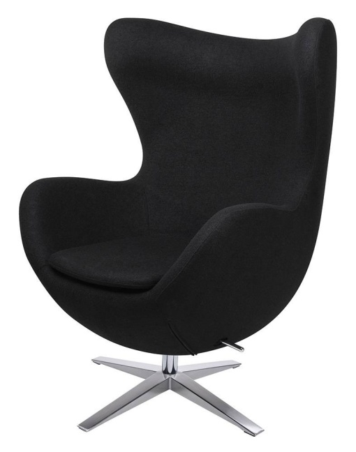 FOTOLIU CONFORTABIL EGG SZEROKI, NEGRU 4/CROM, DIN CASMIR SI METAL, STIL MODERN B2