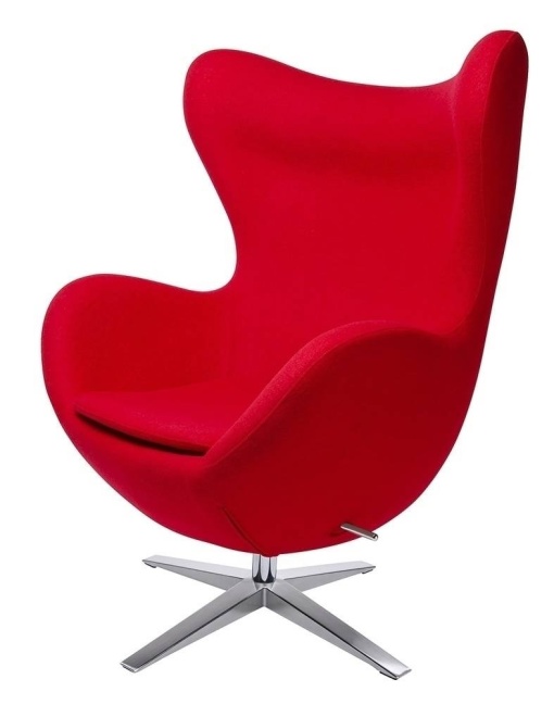 FOTOLIU CONFORTABIL EGG SZEROKI, ROSU 1/CROM, DIN CASMIR SI METAL, STIL MODERN B2