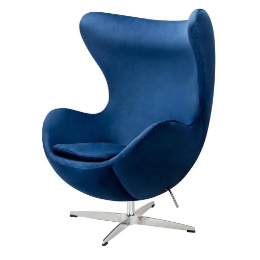FOTOLIU CONFORTABIL EGG SZEROKI VELVET, BLEUMARIN/CROM, DIN CATIFEA SI METAL, STIL MODERN B2