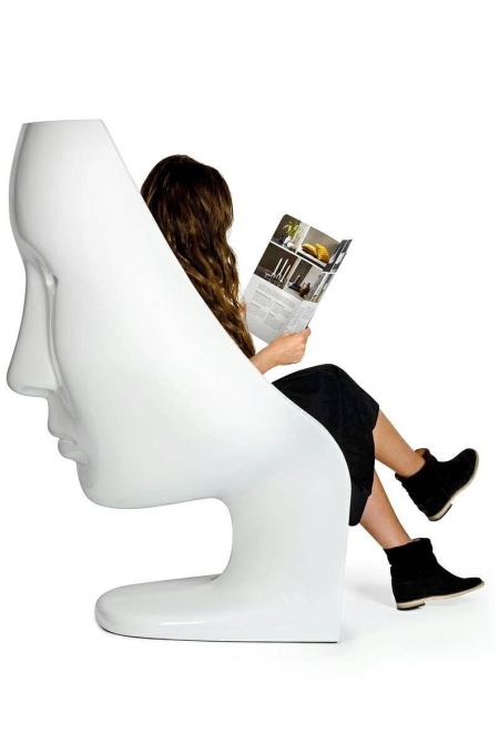 FOTOLIU CONFORTABIL NEMO FACE CHAIR, ALB, DIN FIBRA DE STICLA, STIL MODERN B2