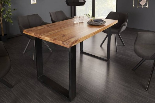 MASA DINING, IRON CRAFT II 140CM GRI, COD 40816, LEMN MASIV, ASPECT INDUSTRIAL