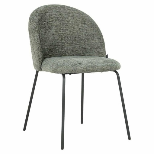 SCAUN DINING ALYSSA, VERDE/NEGRU, TAPITERIE DIN TEXTIL SI PICIOARE DIN METAL, STIL MODERN B2