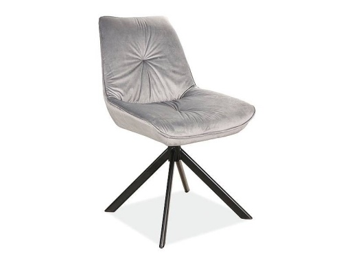 SCAUN PIVOTANT BOOGIE I, GRI BLUVEL 14/NEGRU MAT, TAPITERIE DIN CATIFEA SI PICIOARE DIN METAL, STIL MODERN