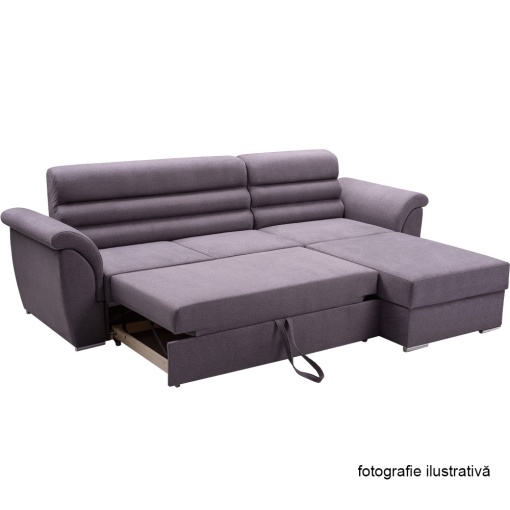 SET DE CANAPEA FABO, GRI DESCHIS, MODEL DREAPTA, DIN TESATURA WOOLLY, TAPITAT, EXTENSIBIL, STIL MODERN, TK