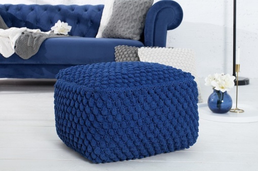 TABURET ALBASTRU INCHIS DIN BUMBAC TRICOTAT MANUAL COSY 37758