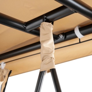 BALANSOAR DE GRADINA, ARTIM MEBLE, REALIZAT DIN TEXTIL IMPERMEABIL SI METAL, CULOARE NEAGRA/BEJ, STIL MODERN - Img 6
