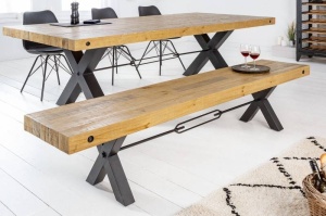 BANCA, THOR 200CM, LEMN MASIV DE PIN, DESIGN INDUSTRIAL