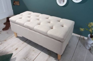 BANCUTA, CASTLE 100CM, COD 40408, DIN LEMN SI TEXTIL, STIL RUSTIC