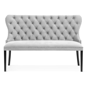 BANCUTA MADAME 140CM, GRI/NEGRU, TAPITERIE DIN CATIFEA SI PICIOARE DIN LEMN, STIL MODERN