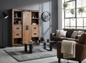 BIBLIOTECA/ORGANIZATOR 170CM, NATUR/NEGRU, LEMN MASIV MANGO SI METAL, GINER Y COLOMER