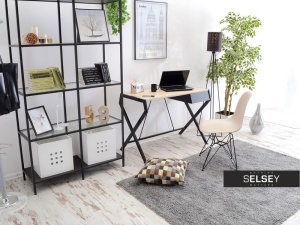 BIROU MODERN DESIGNO NEGRU/NATURAL DIN METAL SI MDF - Img 4