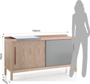BUFET 2 USI 150CM, KORA, COD 3479, STIL MODERN, REALIZATA DIN LEMN MASIV SI MDF - Img 3