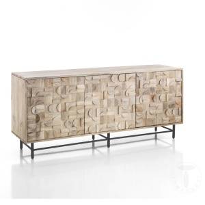 BUFET 3 USI 170CM, AMON, COD 3860, STIL MODERN, REALIZATA DIN LEMN MASIV DE MANGO SI SUPORT DE METAL