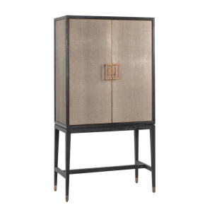 BUFET BLOOMVILLE GOLD, 7520, CU 2 USI, CONFECTIONATA DIN LEMN DE STEJAR, PU, FURNIR DE STEJAR, METAL SI STICLA SECURIZATA, STIL MODERN