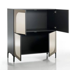 BUFET/DULAP LIVING 110CM, KIM BRONZE, COD 5079, STIL MODERN, REALIZATA DIN METAL SI PANOURI ECO - Img 2