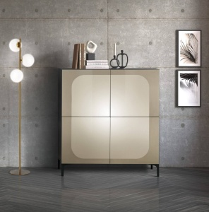 BUFET/DULAP LIVING 110CM, KIM BRONZE, COD 5079, STIL MODERN, REALIZATA DIN METAL SI PANOURI ECO - Img 4