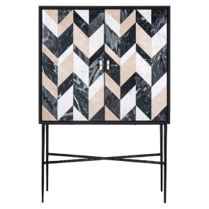 BUFET/DULAP ROSTELLI, 150 CM, MULTICOLOR, DIN MARMURA SI LEMN MASIV, STIL MODERN, B2 - Img 2