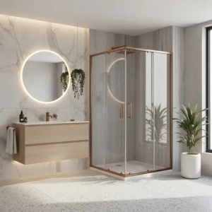 CABINA DE DUS CITY 80X100, BURSH COPPER, CU CADITA SAVOY ALBA, CALITATE SUPERIOARA