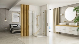 CABINA DE DUS REA HUGO, 80x80 CM, AURIU PERIAT, DIN STICLA, CALITATE SUPERIOARA - Img 5