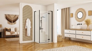 CABINA DE DUS REA HUGO, 90x90 CM, NEGRU, DIN STICLA, CALITATE SUPERIOARA
