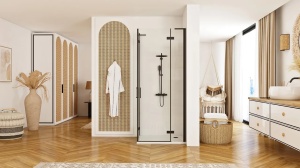 CABINA DE DUS REA HUGO DOUBLE, 90x90 CM, NEGRU, DIN STICLA, CALITATE SUPERIOARA - Img 3