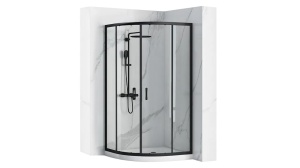 CABINA DE DUS REA LOOK+CADITA LOOK ALBA, CULISANTA, 90x90CM, NEGRU, DIN STICLA, CALITATE SUPERIOARA