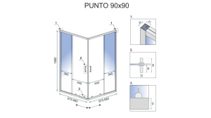 CABINA DE DUS REA PUNTO, 90x90 CM, NEGRU, DIN STICLA, CALITATE SUPERIOARA - Img 6