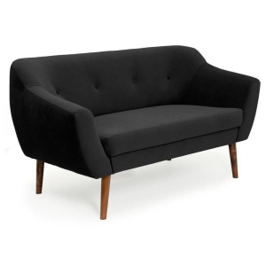 CANAPEA 2 LOCURI BERGAMO, NEGRU/NUC, DESIGN SCANDINAV
