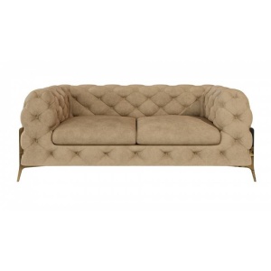 CANAPEA 2 LOCURI, CHELSEA BIS, BEIGE, DIN CATIFEA SI PICIOARE DIN METAL